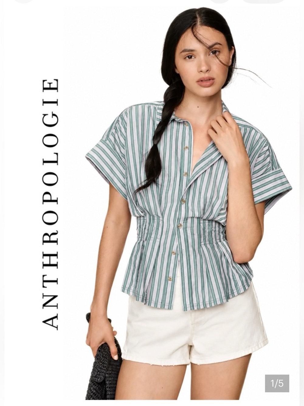 Bobbie Short Sleeve Fitted Waist Blouse by Pilcro